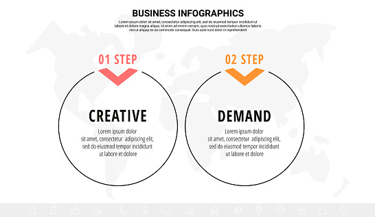 Business concept with 2 elements and icons. Modern blank space for chart, content, step for step, timeline, diagram, web