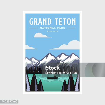istock Grand Teton National Park Park poster vector illustration design 1402597460
