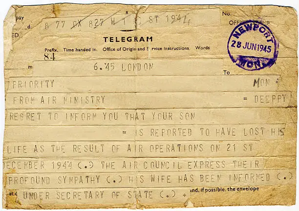 Photo of WW2 Casualty Telegram