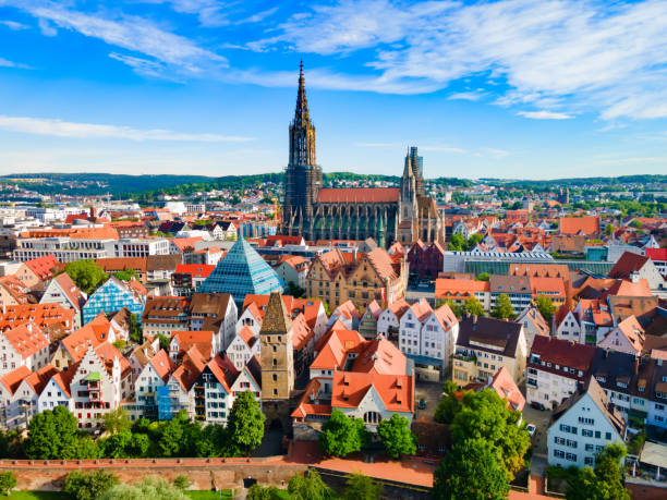 istock Ulm Minster Church aerial panoramic view, Germany 1402602813