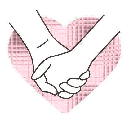 Enlarged view of the hand portion of the hand holding. There is a heart mark in the back.