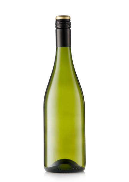 istock White wine in green tall bottle on white background with reflection 1402603323