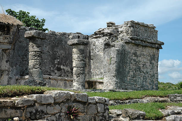 Mayan Building and Columns stock photo