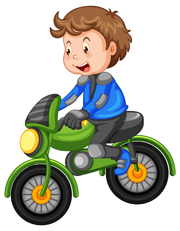 A boy riding motocross bike cartoon character