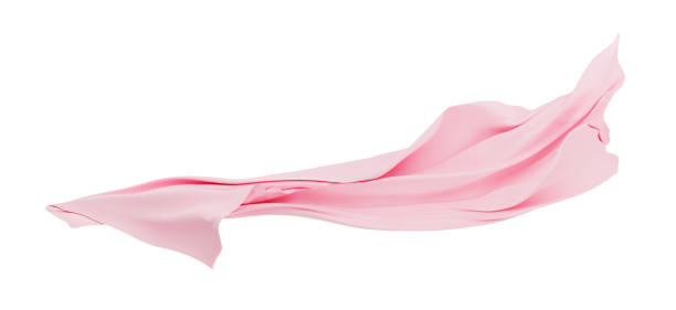 istock Pink fabric flying in the wind isolated on white background 3D render 1402606026