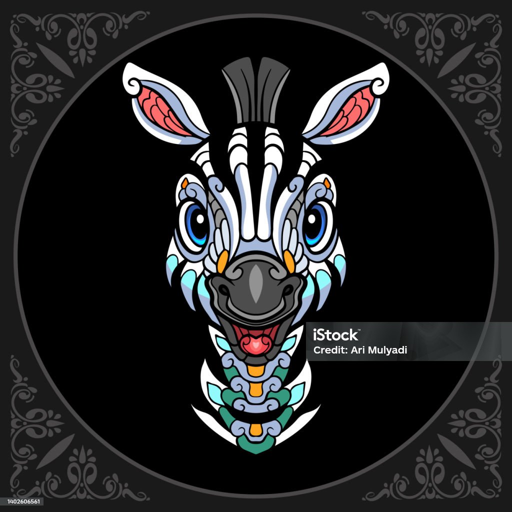 Colorful Cute Zebra Head Cartoon Arts Isolated On Black Background Stock Illustration - Download Image Now - iStock Colorful Cute Zebra Head Cartoon Arts Isolated On Black Background Stock Illustration - Download Image Now - iStock