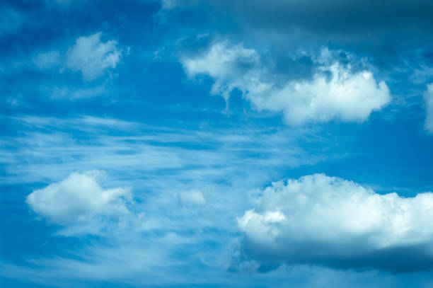 Beautiful clouds in the blue sky.  Blue sky with clouds background.