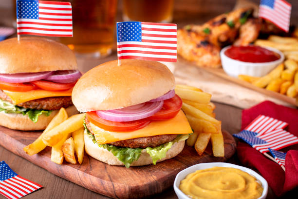 istock Table with food for USA 4th July Independence Day 1402607137