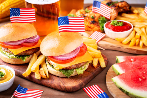 istock Table with food for USA 4th July Independence Day 1402607141