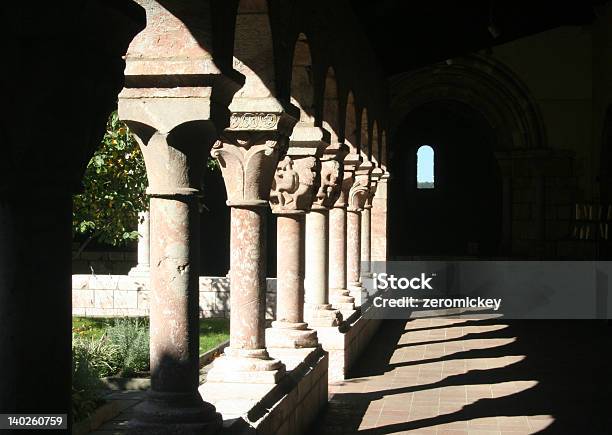 Shadow Colums Stock Photo - Download Image Now - Brick, Church, Cloister