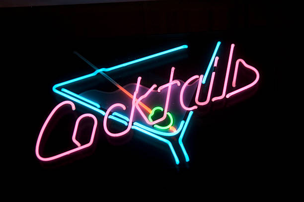 istock A neon lights of cocktails on a dark background 140260837