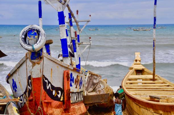 istock Fishing Boats Moored On Beach Against Sky 1402609131