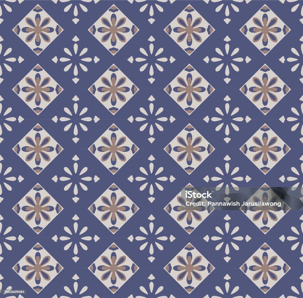 Japanese Square Pattern Japanese Square Diamond Flower Vector Seamless Pattern Stock ...