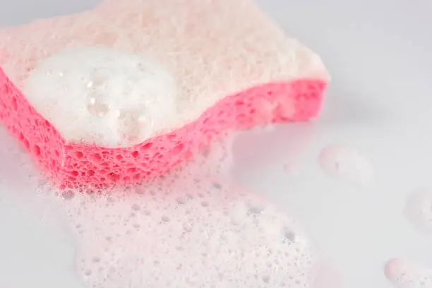 pink soapy sponge