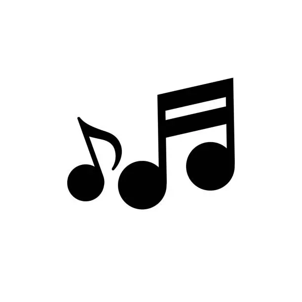 Vector illustration of Two music note icons. Musical symbols for rhythm and tempo. Vector.