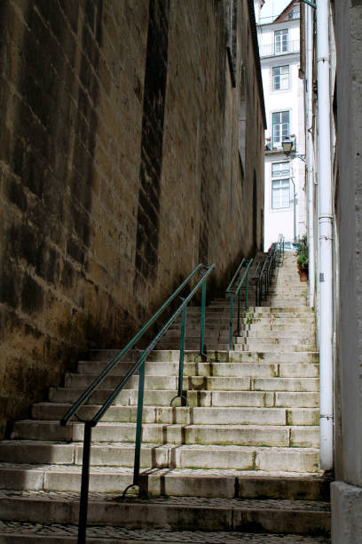 istock alley with up and down stairs 1402612370
