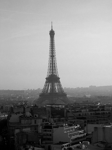 View from Arc de Triomphe - Paris, France, black and white