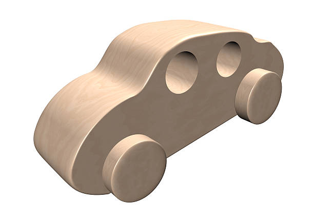 Wooden toy car stock photo