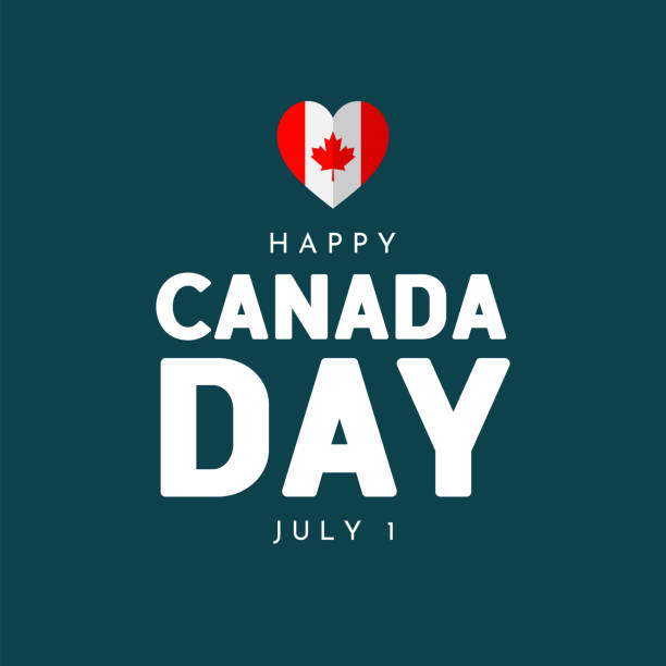 Happy Canada Day poster with paper flag heart. Vector Happy Canada Day poster with paper flag heart. Vector illustration. EPS10 canada day poster stock illustrations