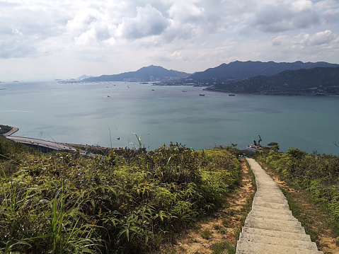 Steps to Fa Ping Teng, a mountain with an altitude of 273 metres in Lantau, Hong Kong