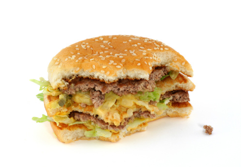 half-eaten delicious hamburger, see also: