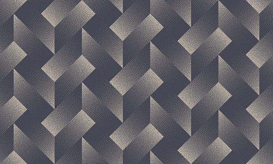 Unusual Complexity Masonry Tile Seamless Pattern Vector Abstract Background. Conceptual Sophisticated Geometric Structure Grainy Texture Repetitive Gray Wallpaper. Intricate Geometry Art Illustration