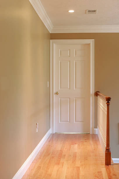 empty hallway with door stock photo