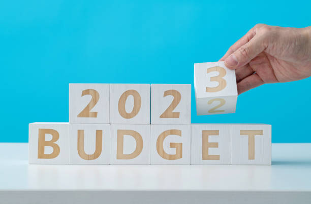 istock Number 2023 and word budget on block shape 1402625544