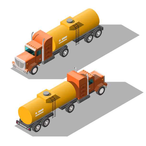 Set Abstract Isometric Collection 3D Gasoline Tanker Car Transport Working Technique Vehicle Vector Design Style Set Abstract Isometric Collection 3D Gasoline Tanker Car Transport Working Technique Vehicle Vector Design Style tanker stock illustrations