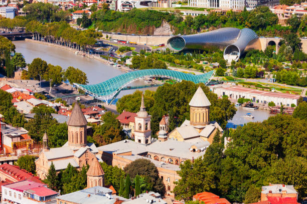 istock Tbilisi old town aerial panoramic view 1402630488