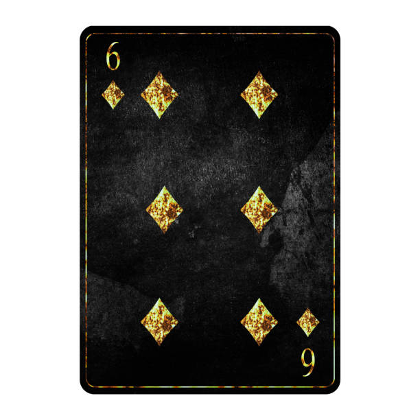 istock Six of Diamonds, grunge card isolated on white background. Playing cards. Design element. 1402631612