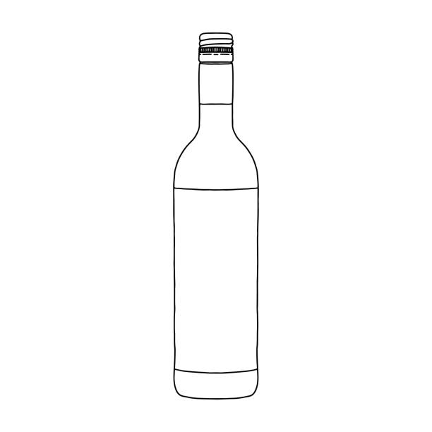 ilustraciones, imágenes clip art, dibujos animados e iconos de stock de maqueta de botella de vino con etiqueta. - silhouette vodka bottle glass