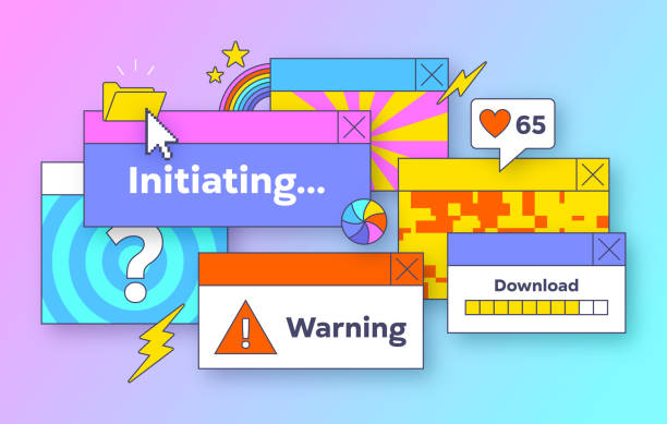retro windows interface abstrakte ästhetische computer-benutzeroberfläche dialogfenster - browser internet web page window stock-grafiken, -clipart, -cartoons und -symbole