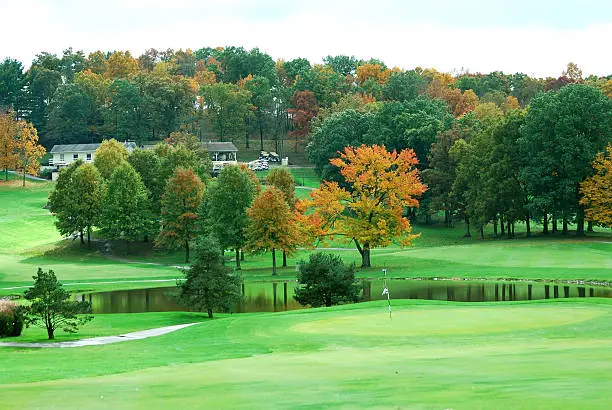 The beauty of a golf course in autumn.