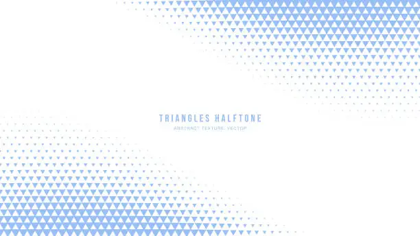 Vector illustration of Triangle Halftone Geometric Pattern Vector Curved Border Pale Blue Background