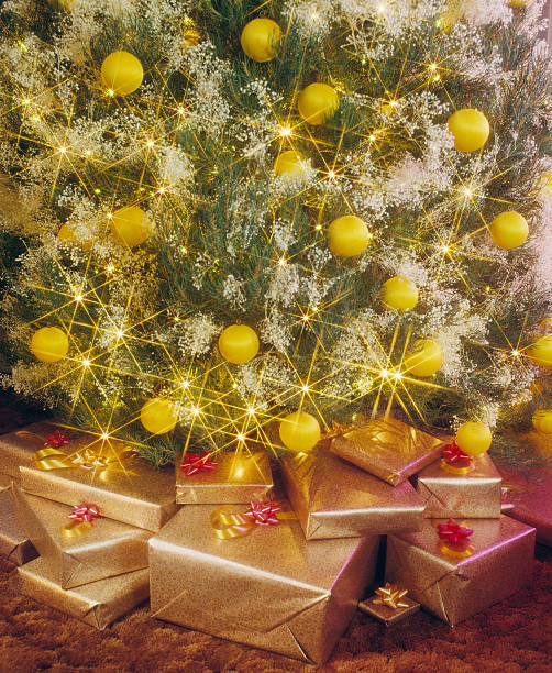Presents under tree stock photo