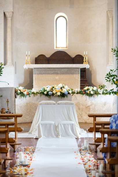 istock Altar in the church after a wedding ceremony 1402638776