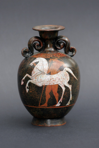Antique greek vase isolated on white background