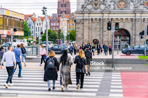Gdansk City Centre Stock Photo - Download Image Now - Archival, Blue, Building Exterior