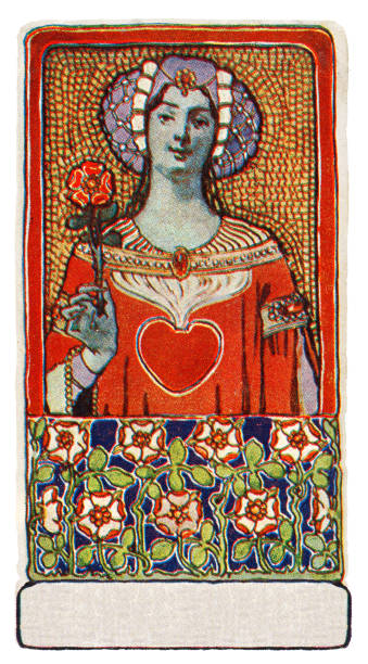 istock Woman with heart representing love Art nouveau illustration 1402639372