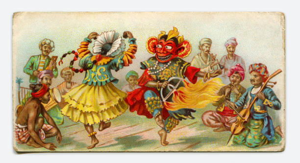 Sri Lanka traditional dance Art nouveau illustration vector art illustration