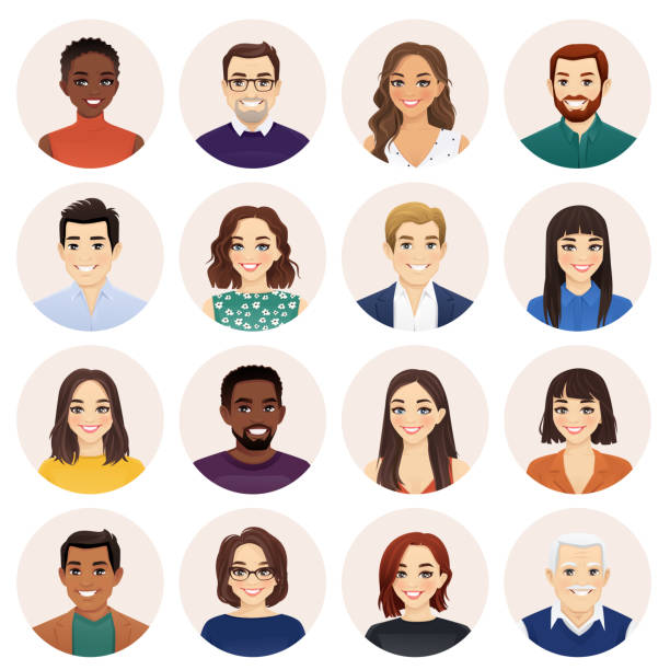 People avatar set. Men and women collection. Smiling multiethnic diversity people avatar set. Different men and women characters collection. Isolated vector illustration. characters stock illustrations