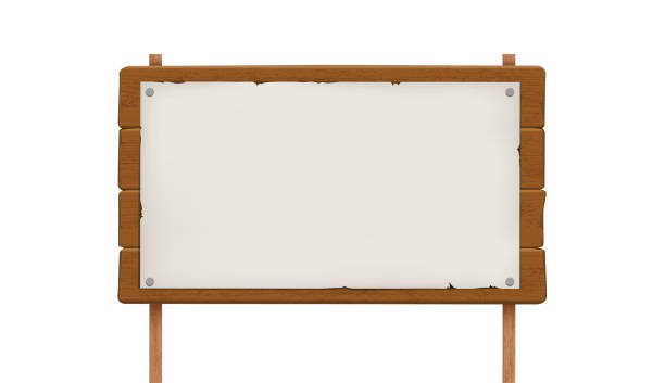 stockillustraties, clipart, cartoons en iconen met empty banner on wooden billboard. vector mockup - plank timmerhout