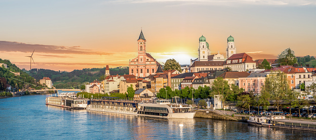 Sunset in the Bavarian city of Passau