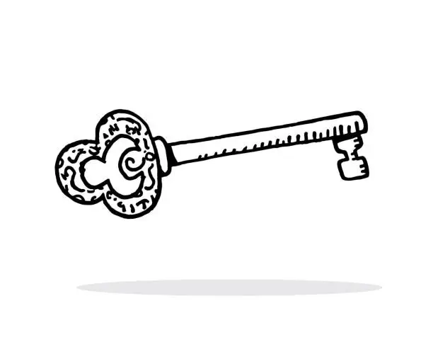 Vector illustration of Hand drawn key