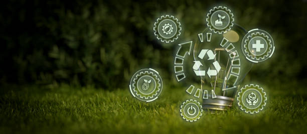 istock Recycle lightbulb eco sustainability environment concept banner background 3D Render 1402654156
