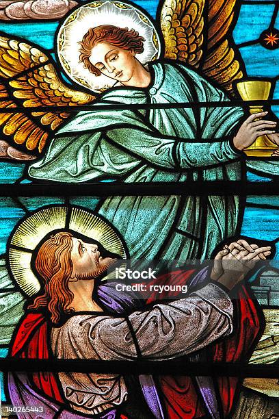 Stained Glass Window Of Jesus And Angel Stock Photo - Download Image Now - Angel, Stained Glass, Christianity