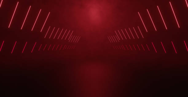 istock Abstract Cinematic Sci Fi Garage Neon Laser Retro Modern Spaceship Studio Showroom Gallery Concrete Asphalt Floor Hangar Tunnel Corridor Deep Red Banner Background Wallpaper 3D Illustration 1402654520