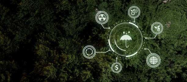 istock Environmental Concept Conservation In Modernization Development Energy Olive Green Banner Background 3d Render 1402654618