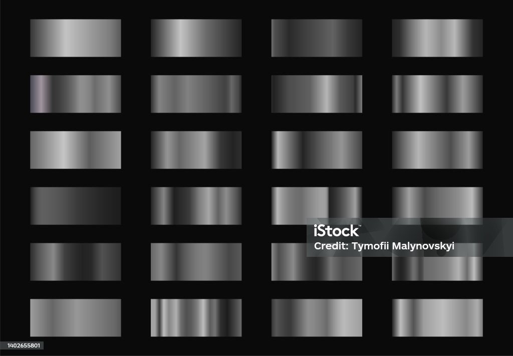 Silver Color Grad Silver Metal Gradient Set Vector Eps 10 Stock Illustration - Download ...